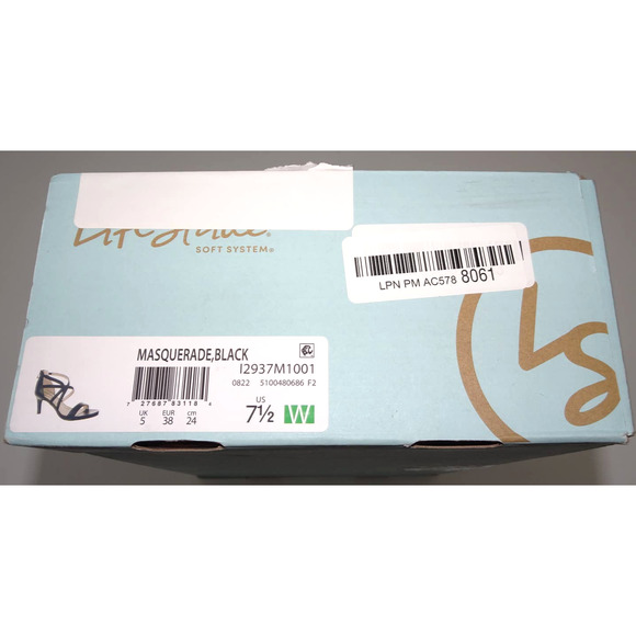 LifeStride Masquerade Black Faux Leather Strappy Sandals Heels 7.5, NIB - Picture 2 of 10